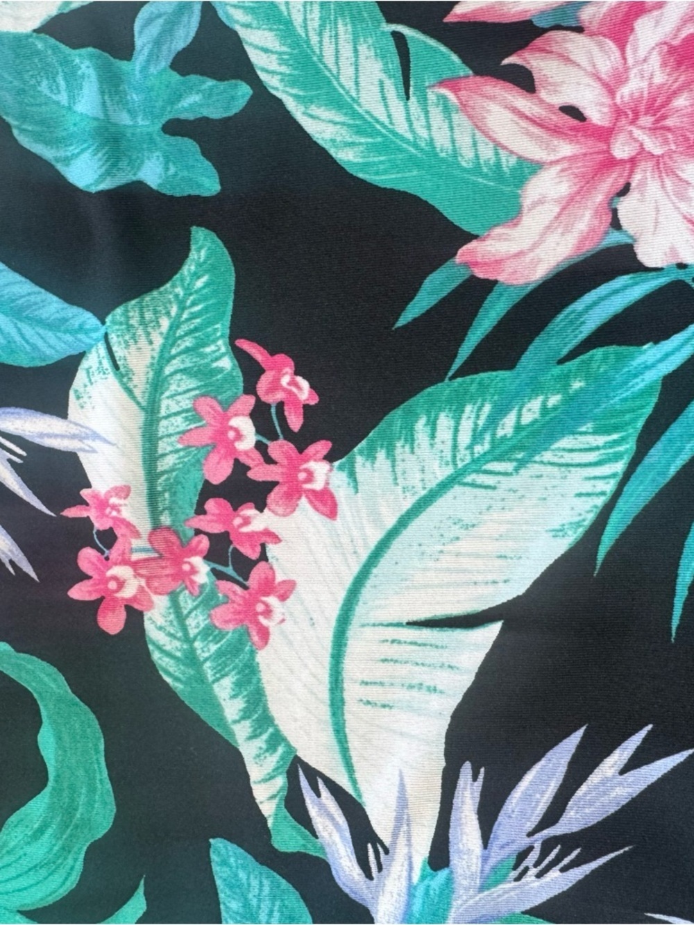 Tommy Bahama Sleeveless Polo Tank in Black with Teal & Pink Floral Print - Picture 5 of 7